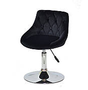 Стілець поворотний на металевій ніжці FORO + BUTTON CH - BASE оксамит , чорний