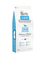 Сухой беззерновой корм Brit Care Junior для молодых собак крупных пород, с лососем 3КГ