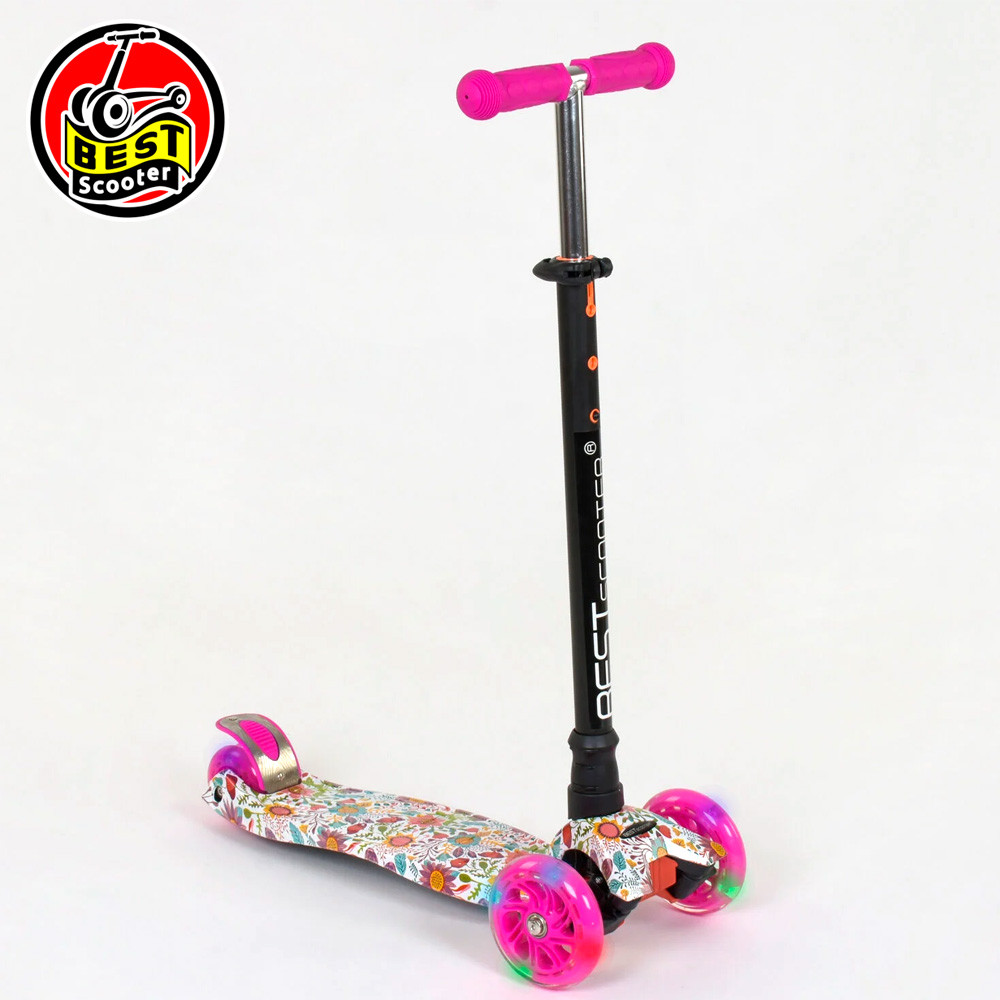 Дитячий триколісний самокат Best Scooter А 25466 /779-1321 Рожевий