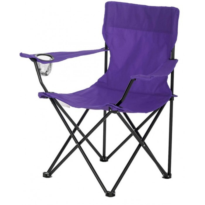 Стілець розкладний зі спинкою Camping quad chair HX 001 з підсклянником Фіолетовий