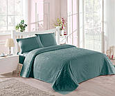 Махрове жаккардове простирадло/ покривало 200*220 Tм Tac Dama Royal морська хвиля