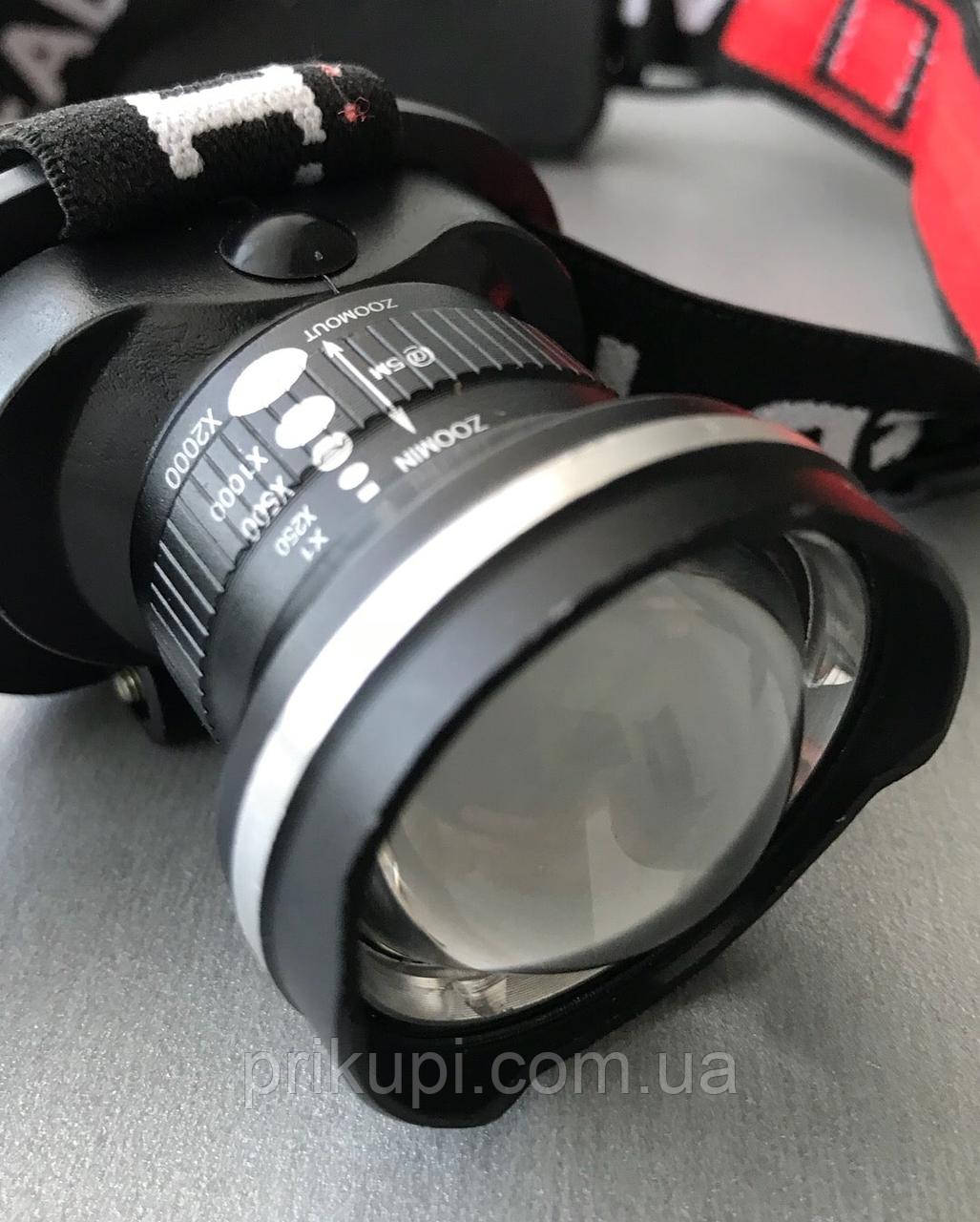 Налобний ліхтар для риболовлі Police XQ-24-T6 v.2 акум/зум/ЗУ 220-12в