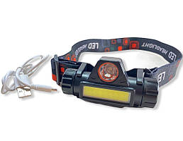 Ліхтарик на лоб з магнітом Police BL-872 XPE+COB USB зарядка, вбудований акумулятор