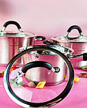 Набір кухонного посуду з неіржавкої сталі 3 предмета Edenberg EB-2403 Набір каструль для індукційної плити, фото 9