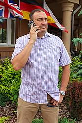 Чоловіча сорочка в клітку з коротким рукавом великих розмірів