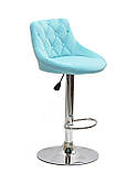 Барний стілець FORO + Button ЕК Форум з гудзиками, блакитний оксамит на нозі хром, фото 3