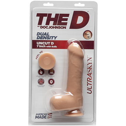 Реалистичный фаллоимитатор Doc Johnson The D Uncut D Ultraskyn 7" with Balls Vanilla all Оригинал, фото 3