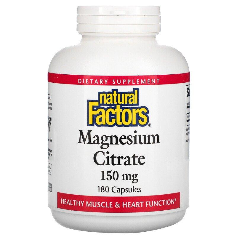 Natural Factors, цитрат магнію, 150 мг, 180 капсул