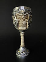 Бокал Череп у Шоломі 200 мл — 3D келих із нержавіючої сталі та епоксидної смоли