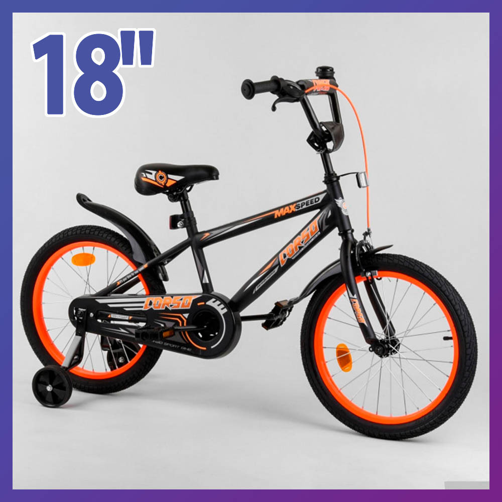 Велосипед дитячий двоколісний Corso EX-18 N 5581 18" зростання 110-130 см вік 5 до 8 років чорний
