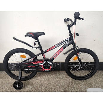 Велосипед дитячий двоколісний Corso R-18012 18" зріст 110-130 см вік 5 до 8 років чорно-червоний