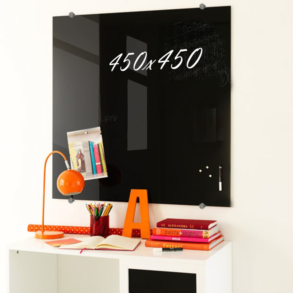 Скляна маркерна не магнітна дошка 450*450мм Чорна, фото 1