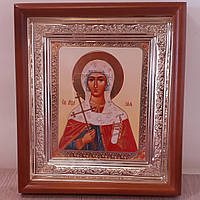 Икона Зоя святая мученица, лик 10х12 см, в светлом прямом деревянном киоте