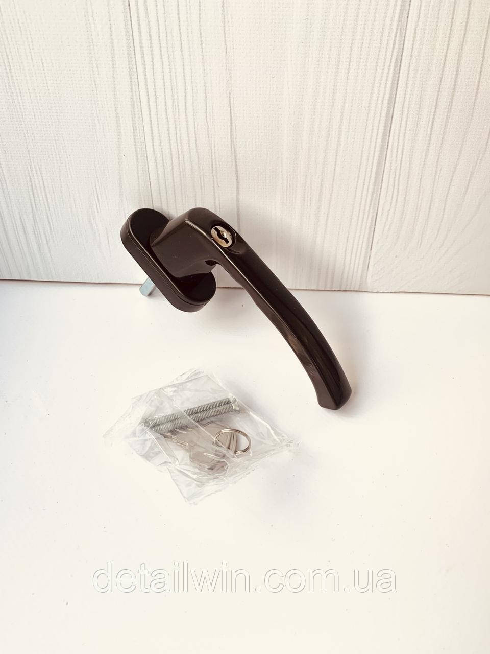 Ручка оконная с ключом Antey с замком для металлопластиковых окон коричневая антидетка - фото 4 - id-p1430661415