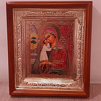 Икона Взыскание погибших Пресвятая Богородица, лик 10х12 см, в светлом прямом деревянном киоте
