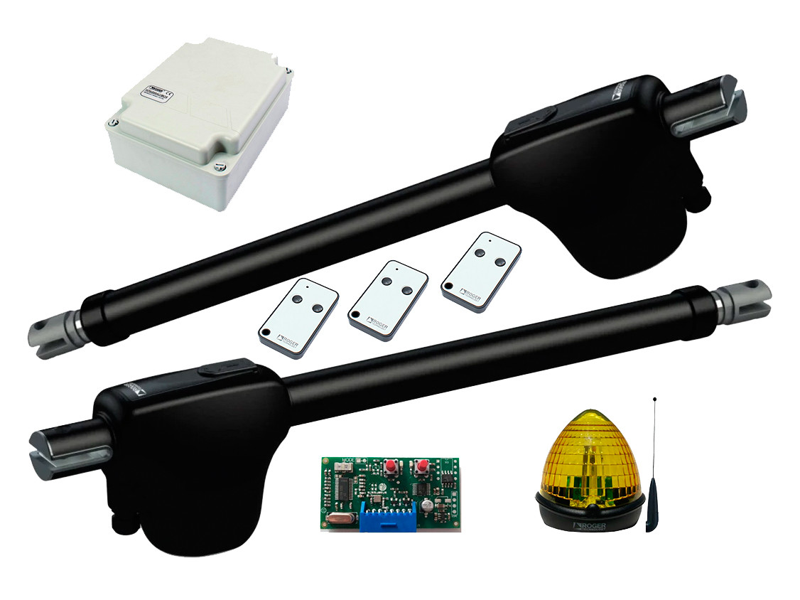Roger Monos4 kit mini - автоматика для распашных ворот, створка до 4 м Сигнальная лампа с антенной, 230 В, 3 шт. - фото 1 - id-p1430685593