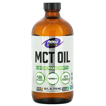 Олія МСТ Now Foods Sports MCT Oil із середньоланцюжковими тригліцеридами з нейтральним смаком 473 мл