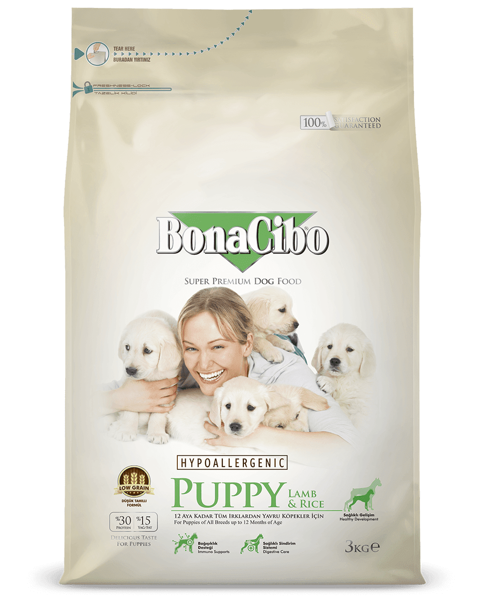 BonaCibo Puppy Lamb & Rice сухий корм для цуценят, вагітних і годуючих собак, 3 кг