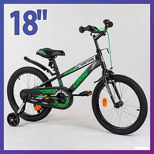 Велосипед дитячий двоколісний CorsoR-18153 18" зростання 110-130 см вік 5 до 8 років зелений
