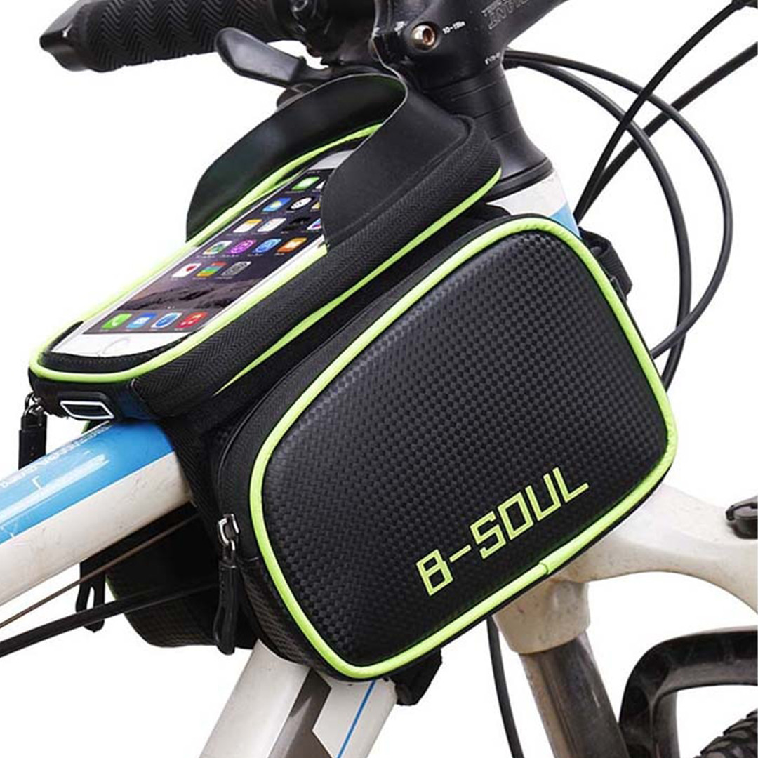 Велосипедна сумка B-Soul з відділенням для телефону на раму Зелена