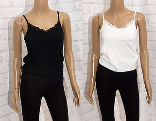 Майка підліткова для дівчинки, рубчик, мереживо, Karol (розмір S)