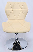 Стілець Greg CH-Base велюр молочний B-1020 на хромованій опорі-бліні, поворотний із регулюванням висоти, фото 4