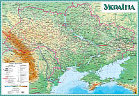 Фізична карта України 145х100 на планках