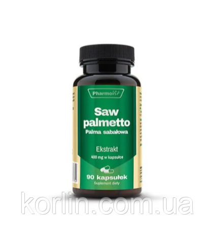 Екстракт Пальми Сереноа Зі Пальмето Saw Palmetto 400 мг 90 кап PharmoVit Польща Доставка з ЄС