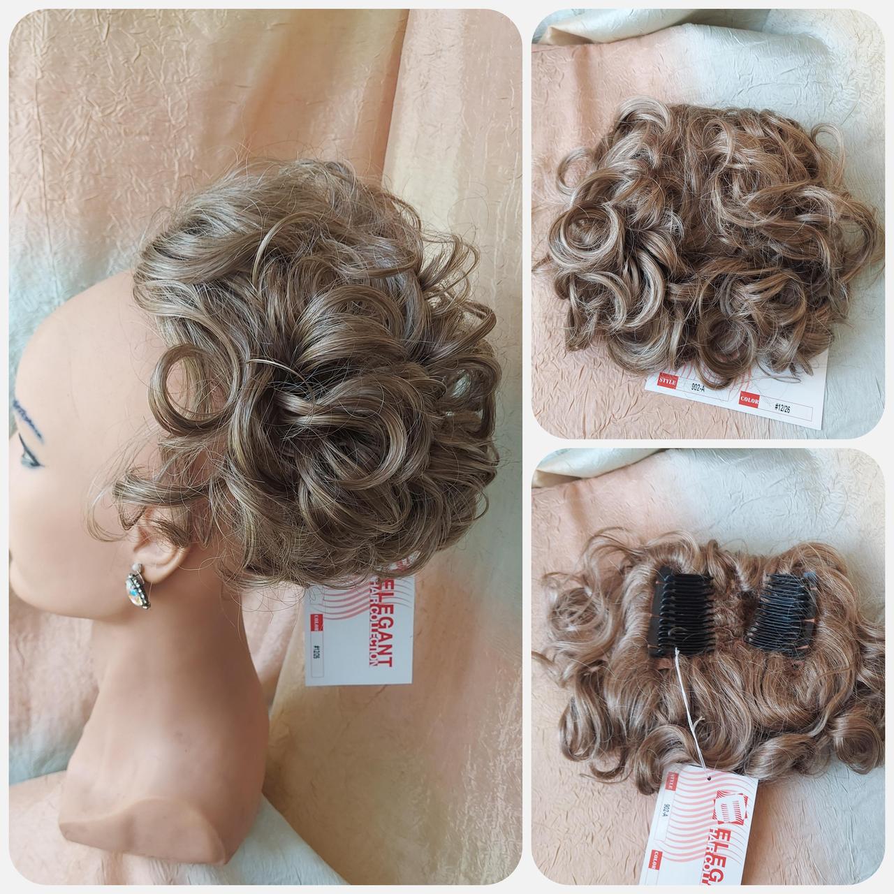 Шиньйон накладка на гребінцях подовжений попелясто-русявий мікс 902А-12/26, фото 1