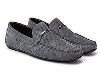 Летние мокасины замшевые серые с перфорацией мужская обувь Rosso Avangard Classic Dust