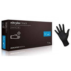Рукавички нітрилові неопудрені чорні NITRYLEX BLACK (чорні) 100шт (50пар), розмір М