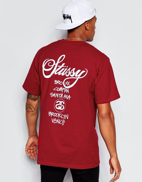 Футболка червона мужскаяв стилі STUSSY Стасси