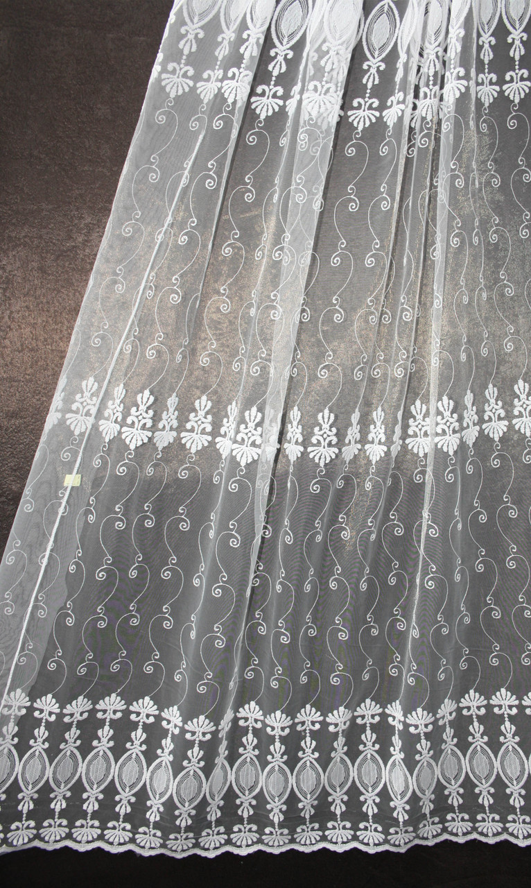 Фатинова тюль із вишивкою Бутон Біла