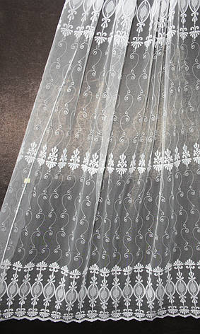 Фатинова тюль із вишивкою Бутон Біла, фото 1