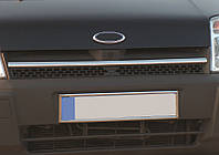 Накладки на решетку радиатора (1 шт, нерж.) Carmos - Турецкая сталь для Ford Connect 2002-2006 гг