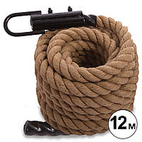 Канат спортивний для лазіння з кріпленням 12м, d-3,8 см BATTLE ROPE FI-0909-12