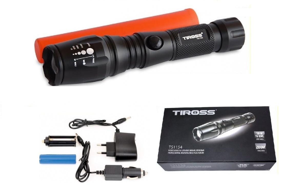 Ліхтар ручний Tiross TS-1154 діод Zoom CREE XML T6XML 10w захист IPX4