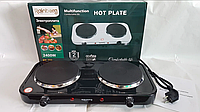 Електроплита настільна 2 конфорки дискова побутова Rainberg RB-999 компактна кухонна потужна плита 2400 Вт