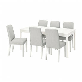 IKEA EKEDALEN / BERGMUND Стіл та 6 стільців, білий / Оррста світло-сірий / білий (894.082.32)