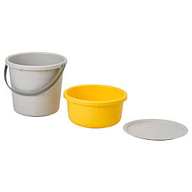 IKEA PEPPRIG 3шт відро і кришка (004.995.32)