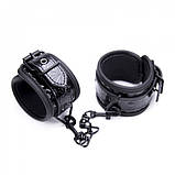 Кайдани для фіксації рук чорні з крокодилячої шкіри Bdsm4u Кайф, фото 2