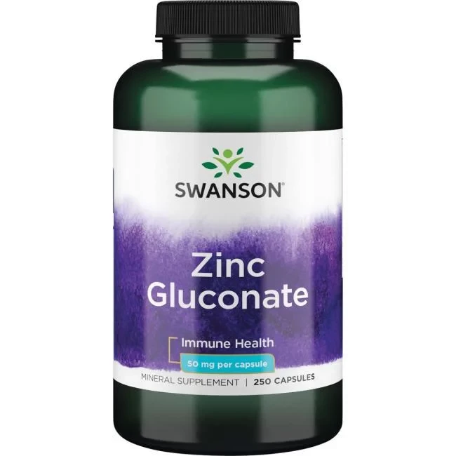 Цинк глюконат, Zinc Gluconate, Swanson, 50 мг, 250 капсул