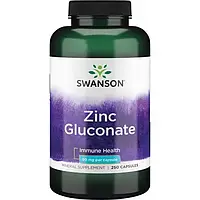 Цинк глюконат, Zinc Gluconate, Swanson, 50 мг, 250 капсул