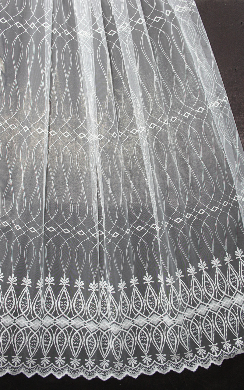 З вишивкою тюль фатинова Ромб Біла