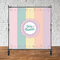 Банер 2х2м "Baby Shower (Бебі шауер/Гендер паті" - Фотозона (вініловий) - Baby shower макарунс