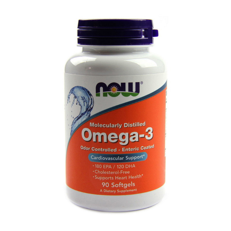 Omega-3 Odor Controlled - Enteric Coated NOW, 90 капсул