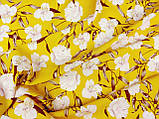 Тканина штапель, 100% віскоза. Квіти на жовтому кольорі №1408, фото 5