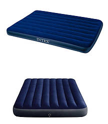 Надувний матрац Intex 137-191-25см полуторний флокований. Матрац для плавання. Надувне ліжко для сну