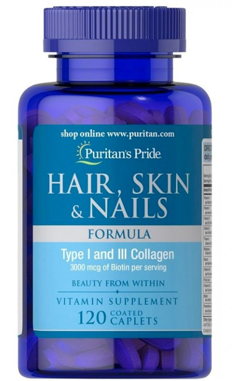 Вітаміни для волосся шкіри та нігтів Puritan's Pride Hair, Skin & Nails Formula 120 таб