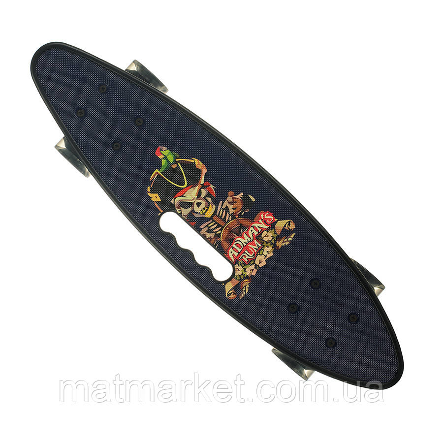 Пенниборд скейт с ручкой , длина 60 см, СВЕТЯЩИЕСЯ полиуретановые колёса - фото 1 - id-p1431012634